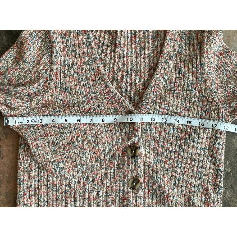 Madewell Marled Shrunken Ribbed Cardigan Sweater Size XL